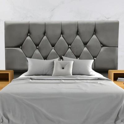 Cabeceira Solteiro Cama Box Estofada 90 Cm Suede Eva cinza