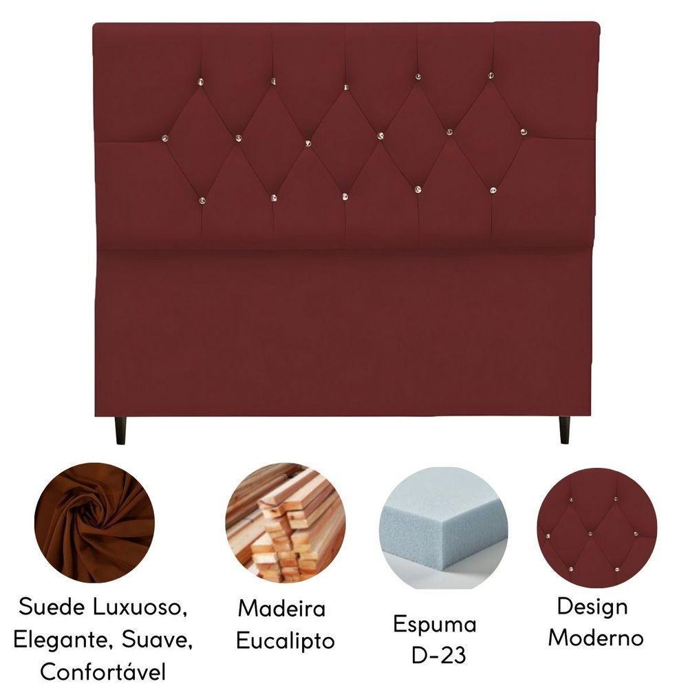 Cabeceira Para Cama Box Estofada King 195 Cm Suede Madri bordô - 2