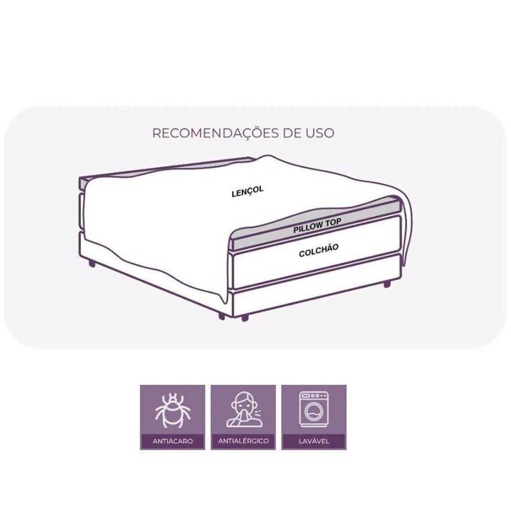 Pillow Top Viúva Espuma Soft 5cm Capa Removível 128x188cm Branco - 7