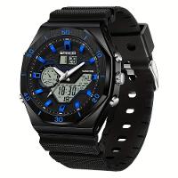 Relógio Esportivo Masculino Analógico Com Dupla Exibição Multifuncional Impermeavel Preto Azul - 1