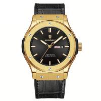 Relógio De Quartzo Masculino Com Mostrador Luminoso Design Casual Impermeavel 3atm Dourado Preto - 1