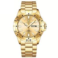 Relógio Masculino Impermeável Pulseira De Aço Inoxidável Movimento Quartzo Estilo Casual Dourado - 1