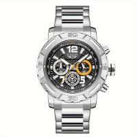 Relógio De Quartzo Masculino Em Aço Inoxidavel Design Esportivo á Prova D´agua Prateado - 1