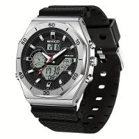 Relógio Esportivo Masculino Analógico Com Dupla Exibição Multifuncional Impermeavel Prata - 1