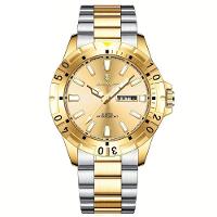 Relógio Masculino Impermeável Pulseira De Aço Inoxidável Movimento Quartzo Estilo Casual Dourado Prata - 1