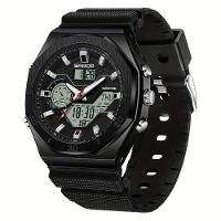 Relógio Esportivo Masculino Analógico Com Dupla Exibição Multifuncional Impermeavel Preto - 1