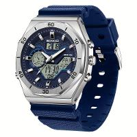 Relógio Esportivo Masculino Analógico Com Dupla Exibição Multifuncional Impermeavel Azul Prata - 1