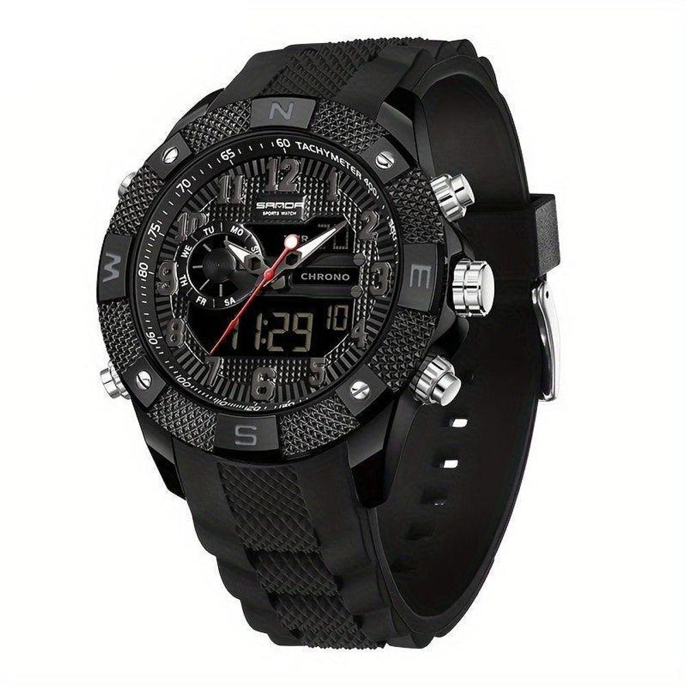 Relógio Esportivo Para Homens Duplo Display Analógico Digital Impermeavel Preto - 1