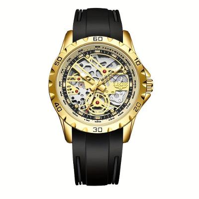 Relógio De Pulso Clássico Para Homens Design Criativo Esportivo á Prova D'água Preto Dourado