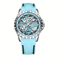 Relógio De Pulso Clássico Para Homens Design Criativo Esportivo á Prova D'água Azul Claro - 1