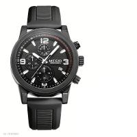 Relógio Esportivo Megir, Moda Analógico, Cronógrafo, Quartzo, Com Data Automática Preto - 1