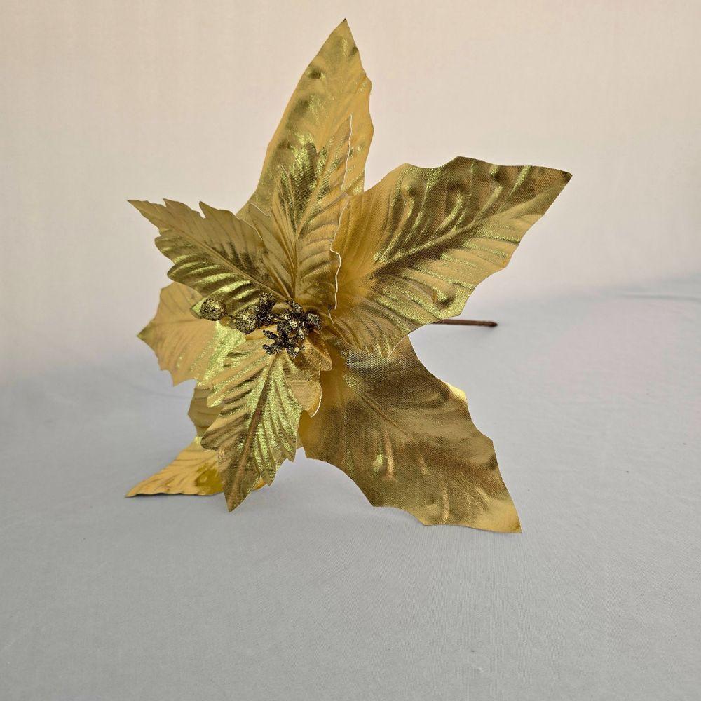 Flor Artificial De Natal Dourada 34cm - 2