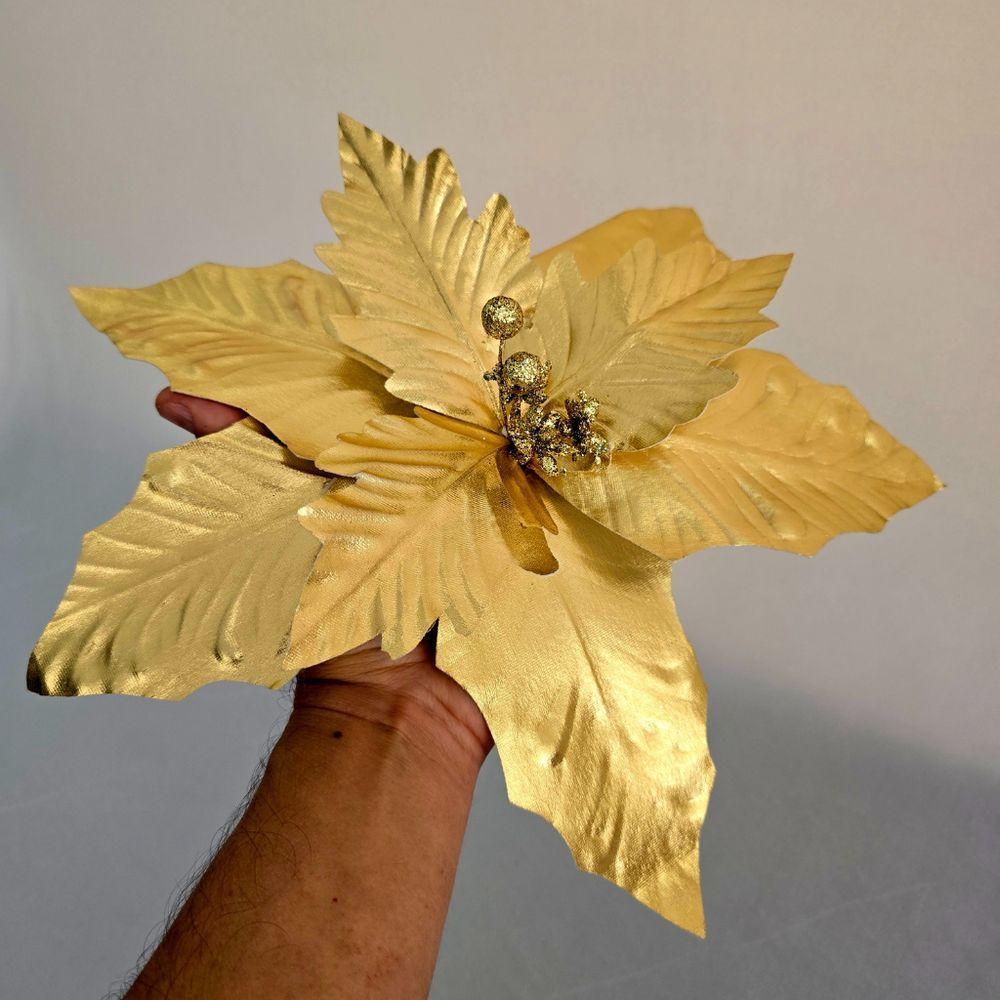 Flor Artificial De Natal Dourada 34cm - 4