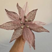 Flor Artificial De Natal Rosa 32cm