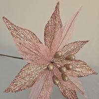 Flor Artificial De Natal Rosa 32cm - 6