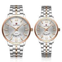 Relogio De Pulso Conjunto Casal Em Aço Inoxidável De Quartzo Design Casual Impermeavel 3atm Prata Rose - 1