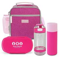 Lancheira Térmica E Pote P/ Lanche 450 Com Garrafa 550ml E Porta Acessórios Multiuso Pink - 1