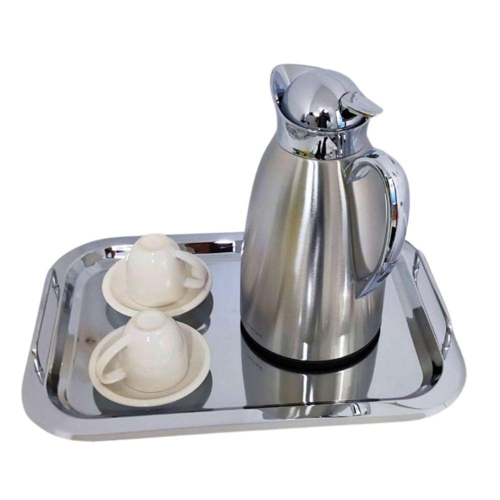 Bandeja Inox Retangular Alça Premium Café água Hotel Grande - 6