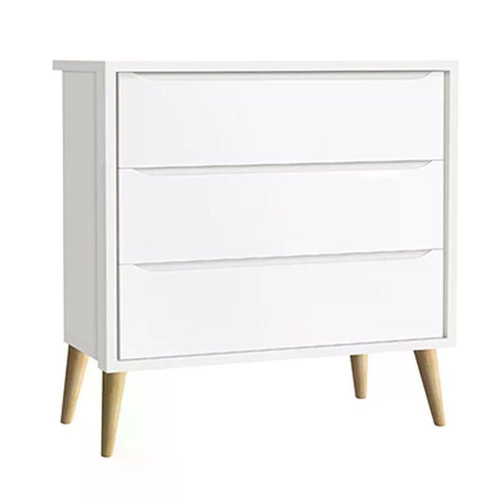 Quarto Infantil Theo 2 Portas Branco Fosco Com Pés Madeira Natural Reller Móveis Branco Fosco - 4