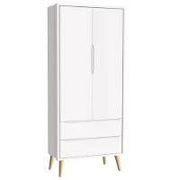 Quarto Infantil Theo 2 Portas Branco Fosco Com Pés Madeira Natural Reller Móveis Branco Fosco - 5