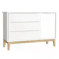 Dormitório Classic 2 Portas E Cômoda Com Porta Branco Com Pés Madeira Natural Reller Móveis Branco - 2