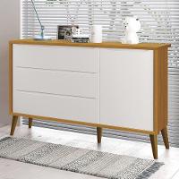 Cômoda Infantil 1 Porta E 3 Gavetas Theo Retrô Branco Savana Com Pés Amadeirado Reller Móveis Branco Savana - 4