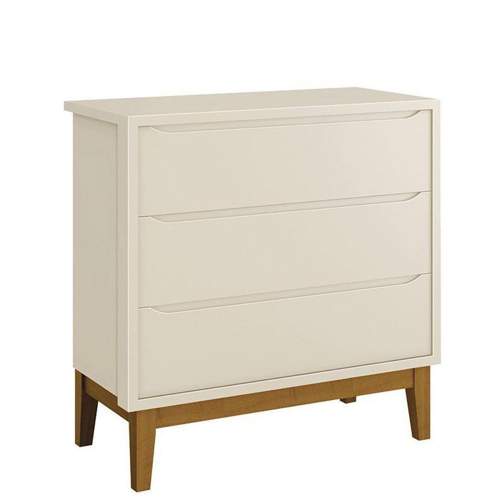 Cômoda Infantil 3 Gavetas Classic Areia Fosco Com Pés Amadeirado Reller Móveis Areia Fosco - 1