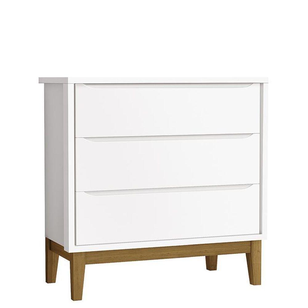 Cômoda Infantil 3 Gavetas Classic Branco Fosco Com Pés Amadeirado Reller Móveis Branco Fosco - 1