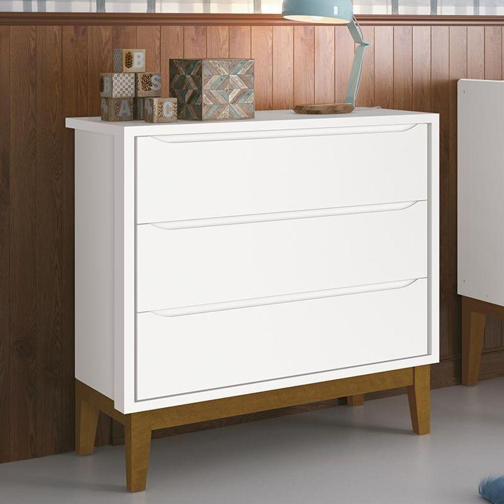 Cômoda Infantil 3 Gavetas Classic Branco Fosco Com Pés Amadeirado Reller Móveis Branco Fosco - 4