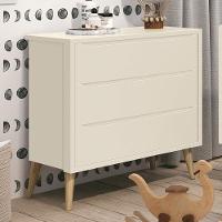 Cômoda Infantil Theo 3 Gavetas Areia Fosco Com Pés Madeira Natural Reller Móveis Areia Fosco - 1