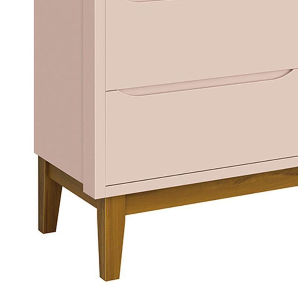 Cômoda Infantil Classic 6 Gavetas Rosa Fosco Com Pés Amadeirado Reller Móveis Rosa Fosco - 3