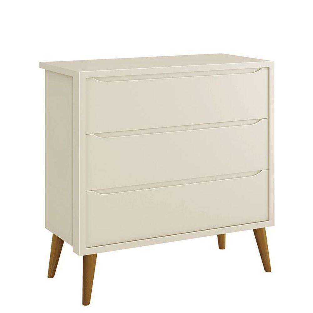 Cômoda Infantil 3 Gavetas Theo Retrô Areia Fosco Com Pés Amadeirado Reller Móveis Areia Fosco - 2