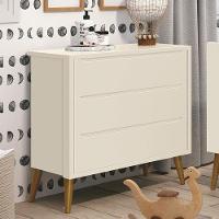 Cômoda Infantil 3 Gavetas Theo Retrô Areia Fosco Com Pés Amadeirado Reller Móveis Areia Fosco - 1