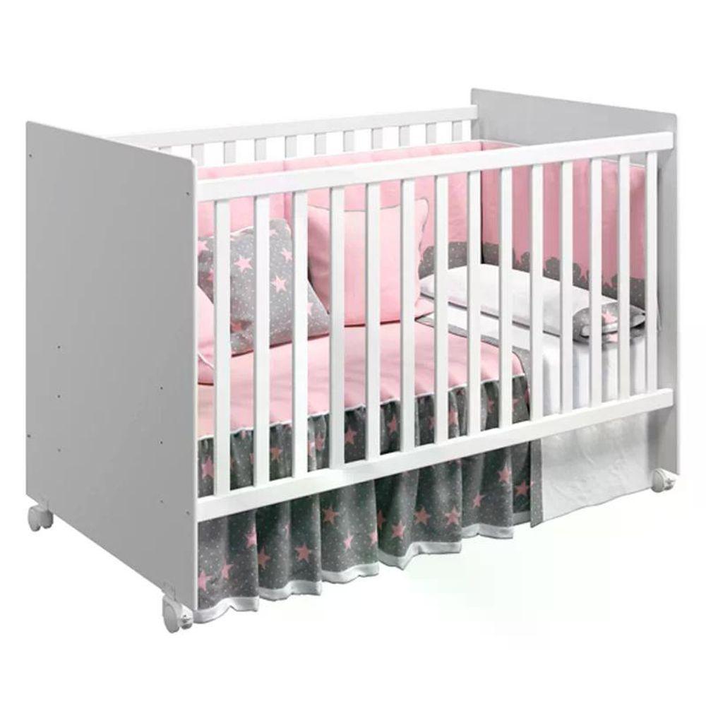 Berço Tico Branco Brilho Com Colchão D18 De 10cm Reller Móveis Branco Brilho - 2