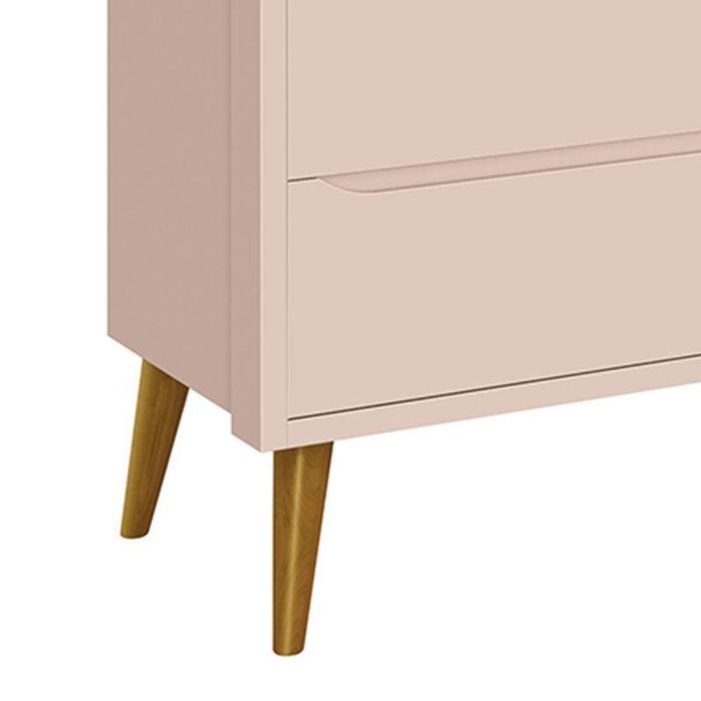 Cômoda Infantil Theo 6 Gavetas Rosa Fosco Com Pés Amadeirado Reller Móveis Rosa Fosco - 3