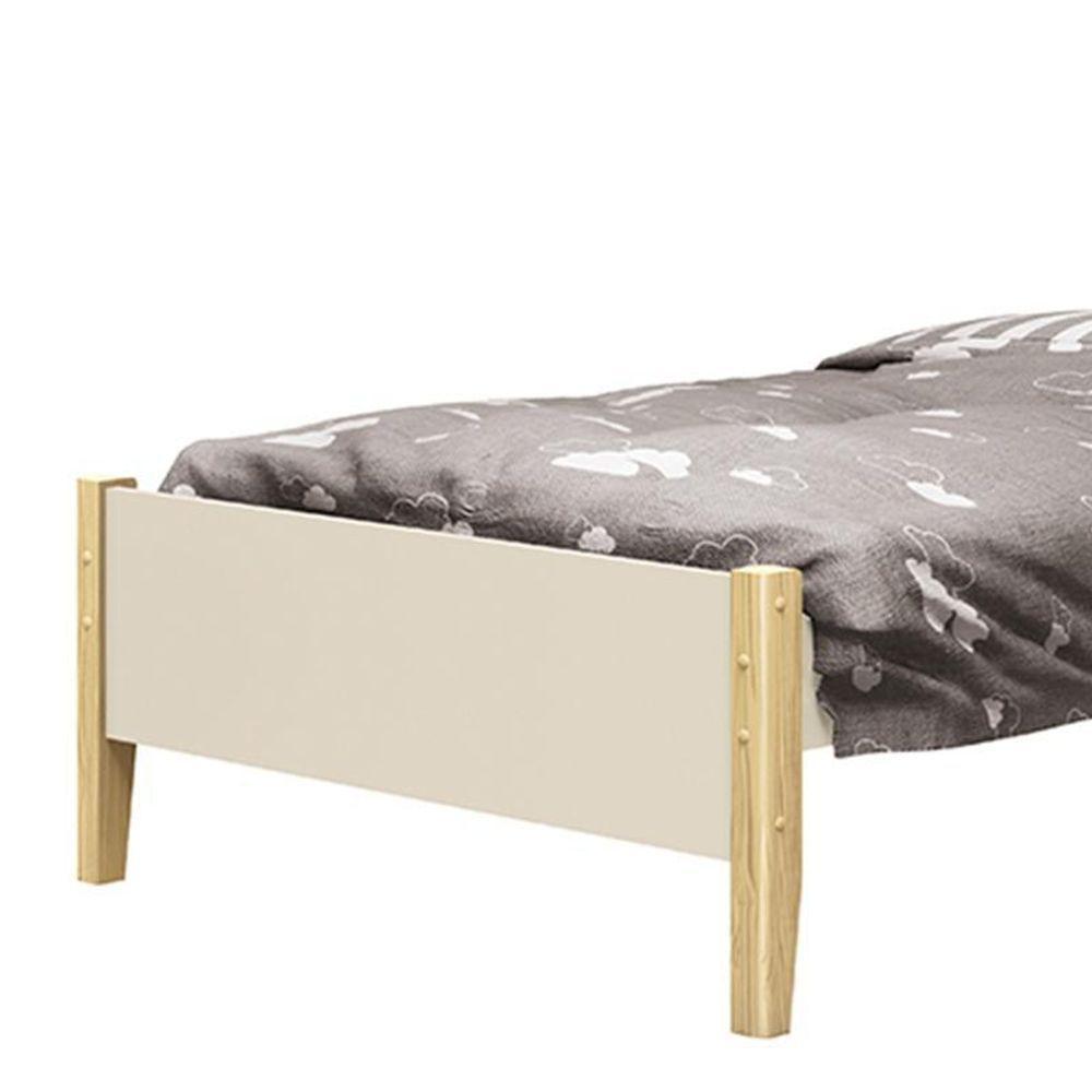 Bicama Solteiro Simba Areia Fosco Com Pés Madeira Natural E Colchões D20 E D33 Reller Móveis Areia Fosco - 2