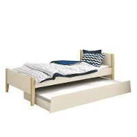 Bicama Solteiro Simba Areia Fosco Com Pés Madeira Natural E Colchões D20 E D33 Reller Móveis Areia Fosco - 1