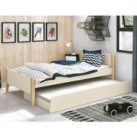 Bicama Solteiro Simba Areia Fosco Com Pés Madeira Natural E Colchões D20 E D33 Reller Móveis Areia Fosco - 6