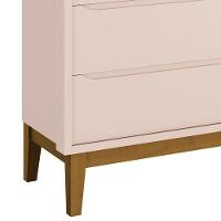 Cômoda Infantil 3 Gavetas Classic Rosa Fosco Com Pés Amadeirado Reller Móveis Rosa Fosco - 3