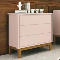 Cômoda Infantil 3 Gavetas Classic Rosa Fosco Com Pés Amadeirado Reller Móveis Rosa Fosco - 4