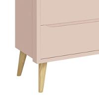 Cômoda Infantil Theo 6 Gavetas Rosa Fosco Com Pés Madeira Natural Reller Móveis Rosa Fosco - 3