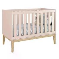 Dormitório Classic 2 Portas Rosa Com Pés Madeira Natural E Colchão D18 Branco Reller Móveis Rosa - 7