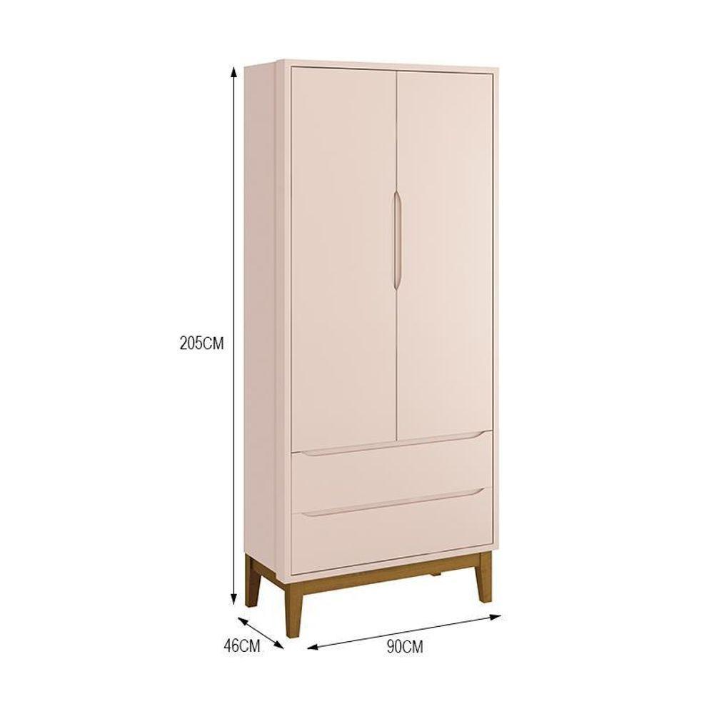 Dormitório Infantil Classic 2 Portas Cômoda 1 Porta E Berço Rosa Fosco Com Pés Amadeirado Reller Móveis Rosa Fosco - 4