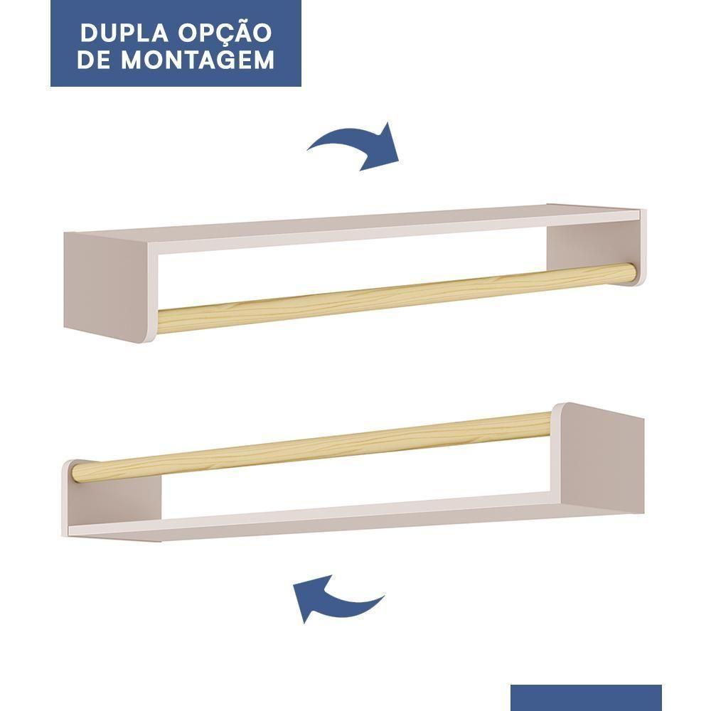 Prateleira Theo 93,6cm Rosa Fosco Madeira Natural - Reller Móveis Rosa Fosco Madeira Natural - 3