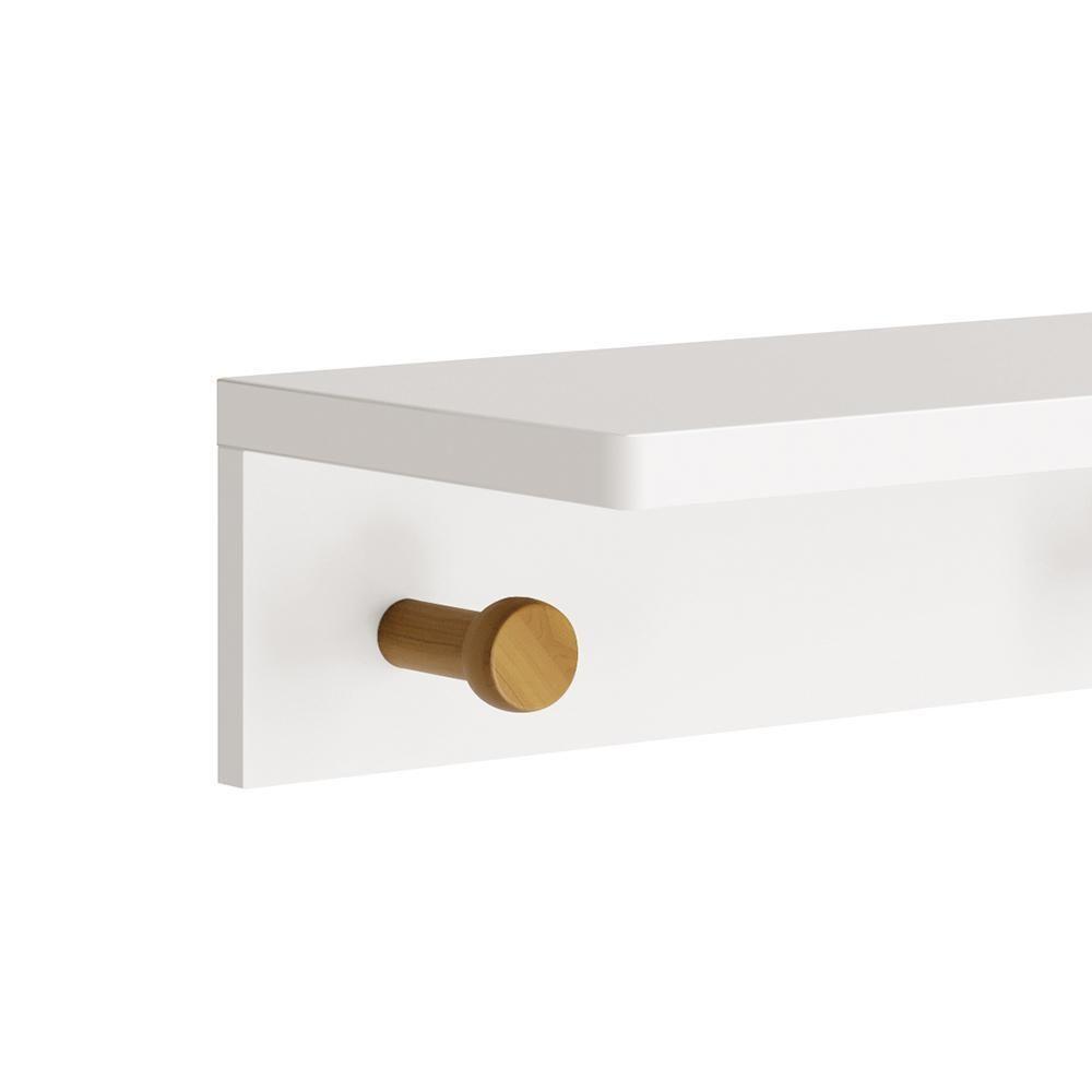 Prateleira Cabideiro Bia 89,6cm Branco Fosco Amadeirado Reller Móveis Branco Fosco Amadeirado - 3