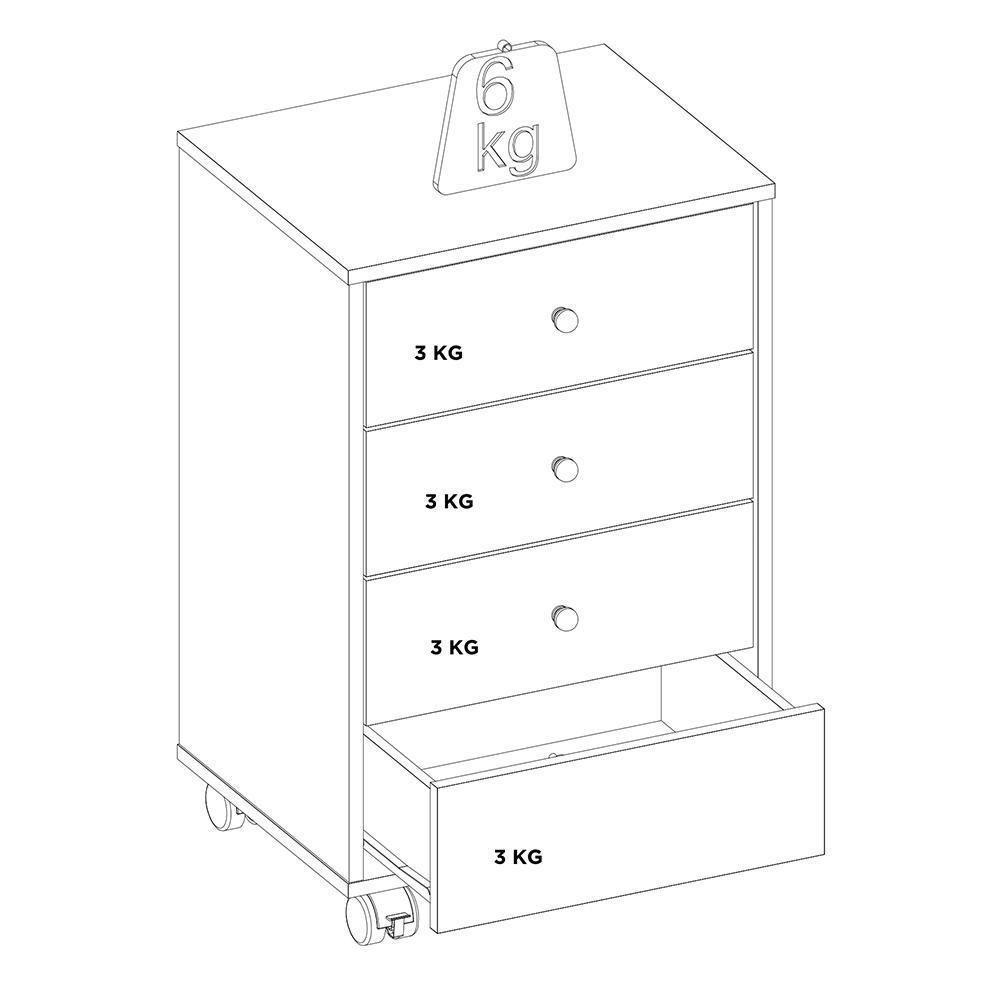 Gaveteiro 4 Gavetas Office Presence Amêndola Touch Demóbile Amêndola Touch - 2