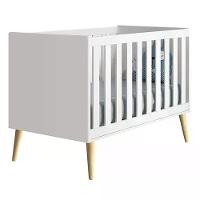 Dormitório Theo 2 Portas, Cômoda Com Porta Branco Com Pés Madeira Natural E Colchão D18 Reller Móveis Branco - 8