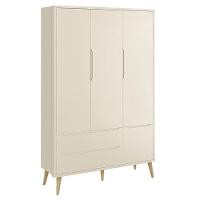 Guarda Roupa Infantil Theo 3 Portas Areia Fosco Com Pés Madeira Natural Reller Móveis Areia Fosco - 3