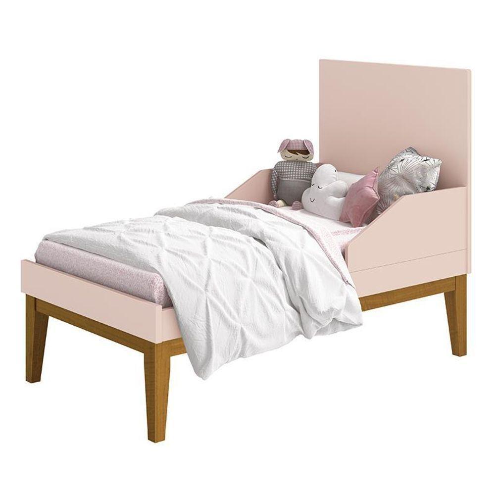 Jogo De Quarto Infantil Classic Cômoda 6 Gavetas E Berço Rosa Fosco Com Pés Amadeirado Reller Móveis Rosa Fosco - 5