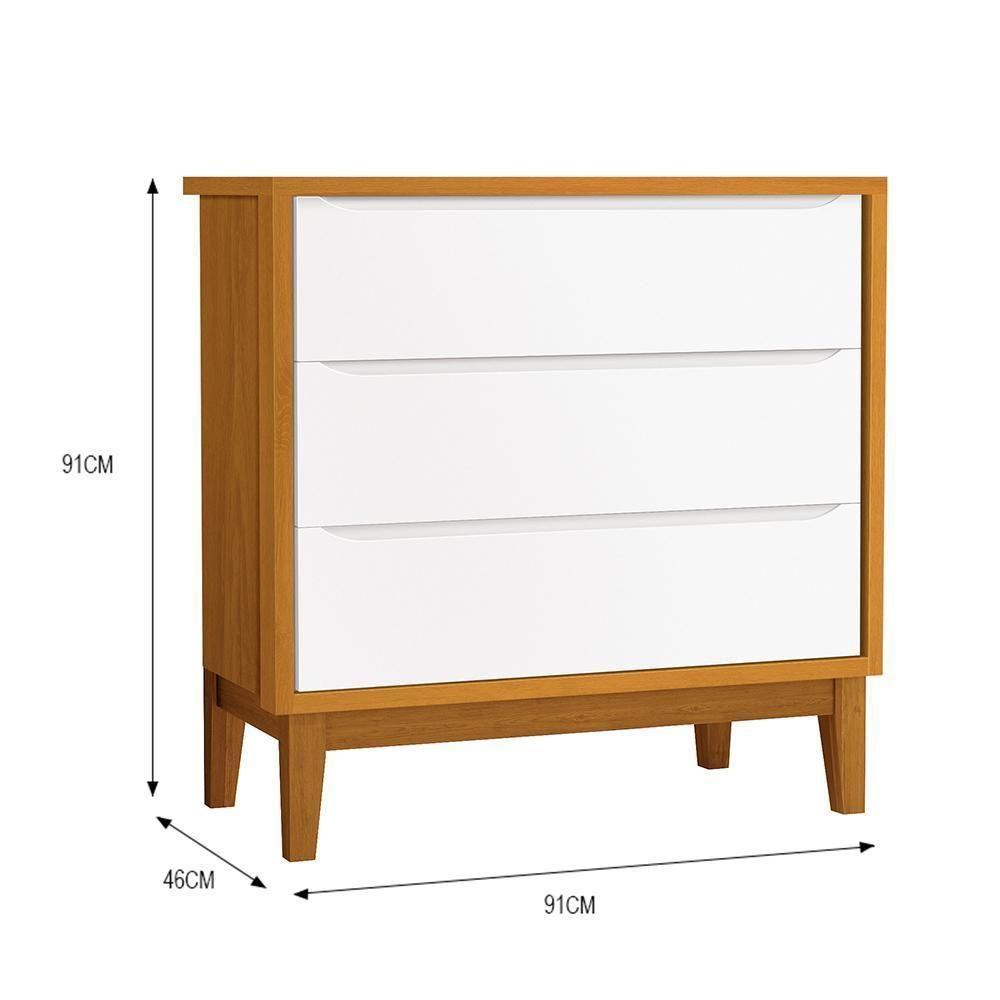 Jogo De Quarto Infantil Cômoda 3 Gavetas E Berço Classic Branco Savana Com Pés Amadeirado Reller Móveis Branco Savana - 5
